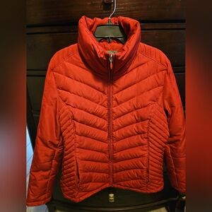 Kenneth Cole Reaction Red Quilted Womens Duck Down Jacket Puffer Coat XLarge